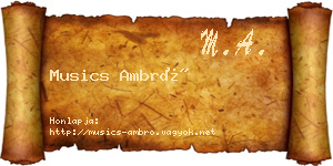 Musics Ambró névjegykártya